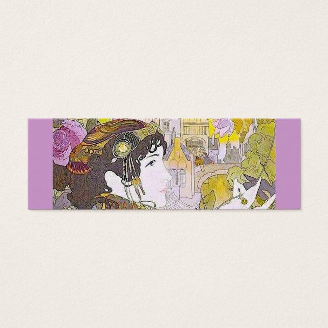 Art Nouveau Kvinnlig Bokmärke Litet Visitkort (Framsidan)