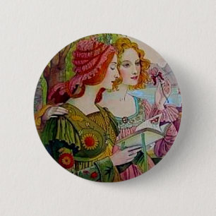 Art nouveau Kvinnor med Bok Knapp