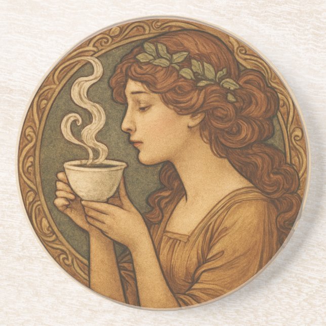 Art nouveau kvinnor med kaffe underlägg (Framsidan)