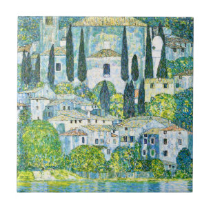Art nouveau kyrka i Kassone av Gustav Klimt Kakelplatta