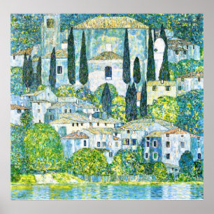 Art nouveau kyrka i Kassone av Gustav Klimt Poster