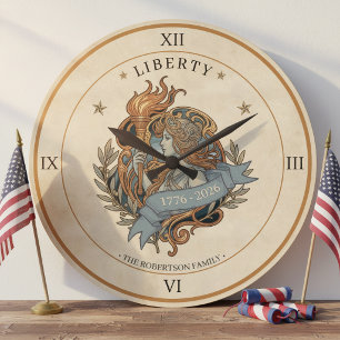 Art Nouveau Lady Liberty USA 250 Motiv ID1303 Stor Klocka