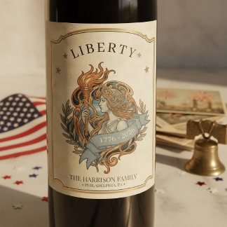 Art Nouveau Lady Liberty USA 250 Motiv ID1303 Vinflaska Etikett