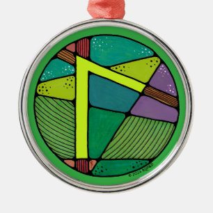 Art nouveau Laguz Rune of Life Julgransprydnad Metall