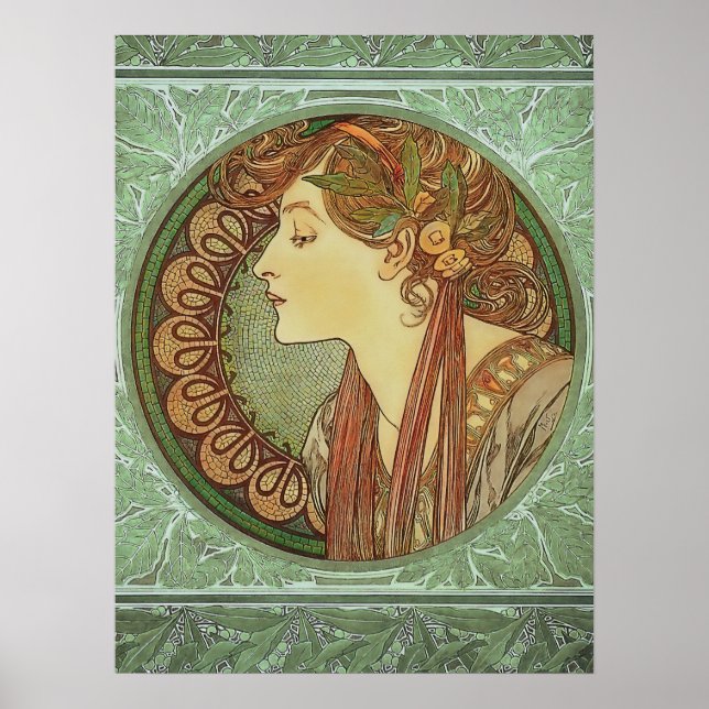 Art nouveau Laurel av Alphonse Mucha Poster (Framsidan)