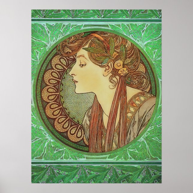 Art nouveau Laurel av Alphonse Mucha Poster (Framsidan)