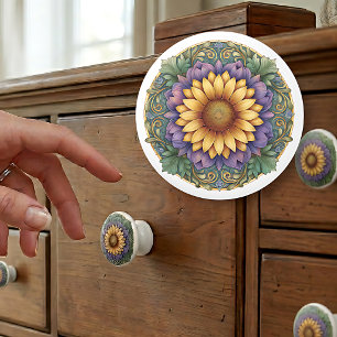Art Nouveau Lavendel Solrosmedaljong Knopp