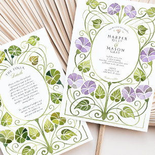 Art nouveau Lavender Greenery Foliage Bröllop Inbjudningar