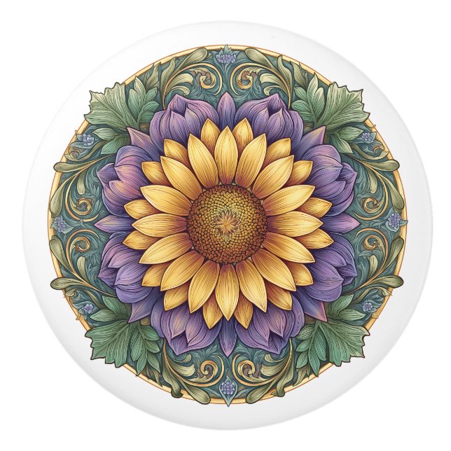 Art nouveau Lavender Solrosmedallion Knopp (Framsidan)