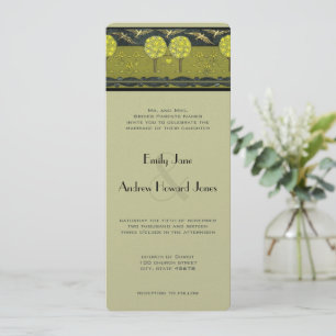Art nouveau Lemon Träd Orchard Lovebird Bröllop Inbjudningar