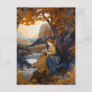 Art nouveau Ligcape Woman Vykort