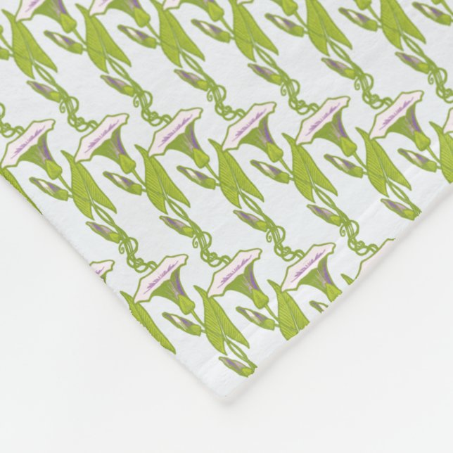 Art nouveau light Ipomoea blommigt tapet art Fleecefilt (Hörn)