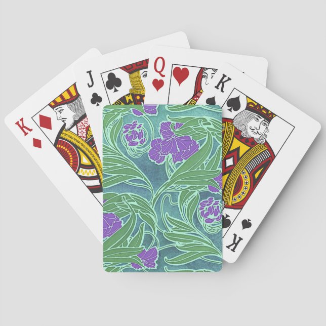 Art nouveau Lila blommor Spelkort (Baksidan)