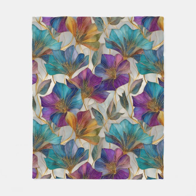 Art nouveau lila clematis fleecefilt (Framsidan)