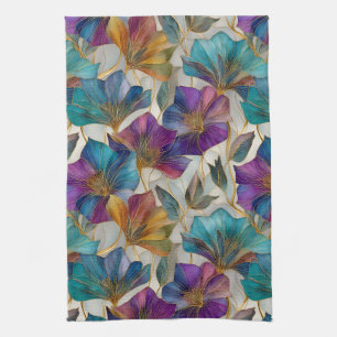 Art nouveau lila clematis kökshandduk