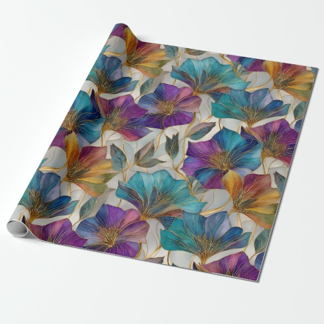 Art nouveau lila clematis presentpapper (Utrullad)