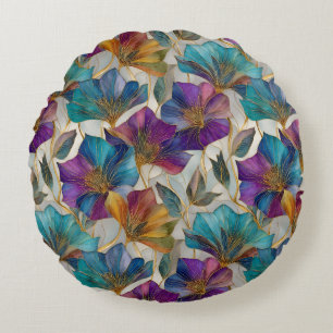 Art nouveau lila clematis rund kudde