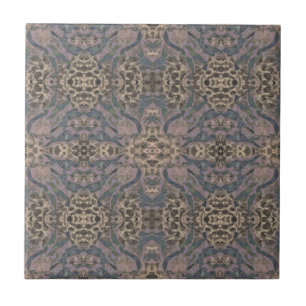 art nouveau Lila Mauve Brown Spegel Art Mönster Kakelplatta