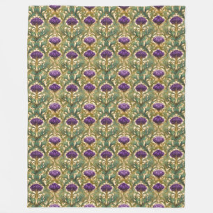 Art nouveau lila Thistle mönster Fleecefilt