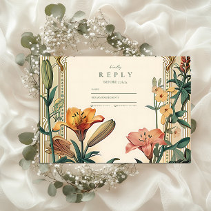 Art Nouveau Lilja Bröllop – Blommig Ramdesign OSA Kort