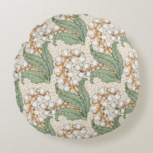 Art nouveau liljekonvalj blomster mönster LRG Rund Kudde