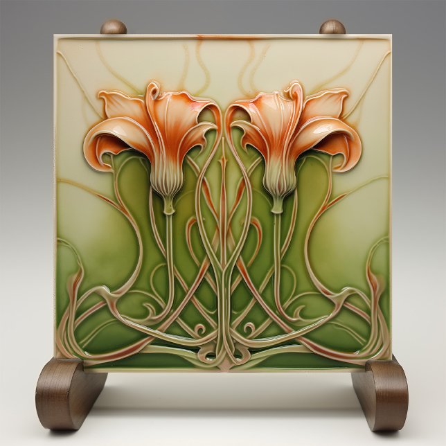 Art Nouveau Liljor  Kakelplatta (Skapare uppladdad)