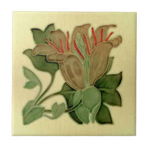 Art nouveau Lily Antique Pilkington Repro Kakelplatta