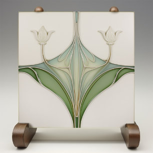 Art nouveau Lily Elegance Ceramic Tile Kakelplatta