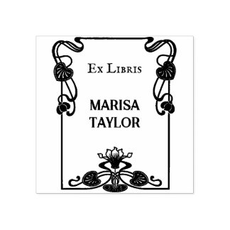 Art nouveau lily frame ex libris stämpel
