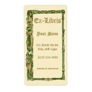 Art nouveau Lily pad Gräns Ex Libris Template Fraktsedel