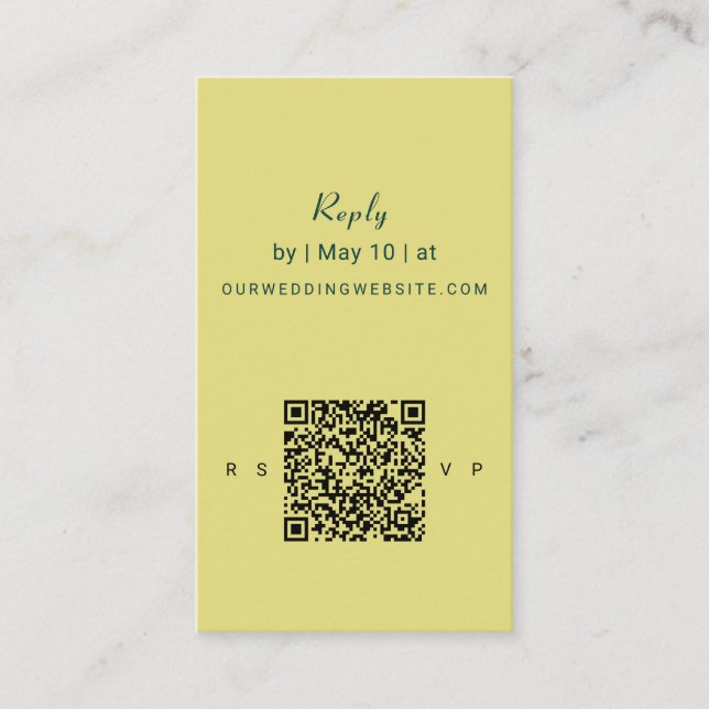 Art Nouveau Lily Wedding | QR Code Reply Tilläggskort (Framsida)