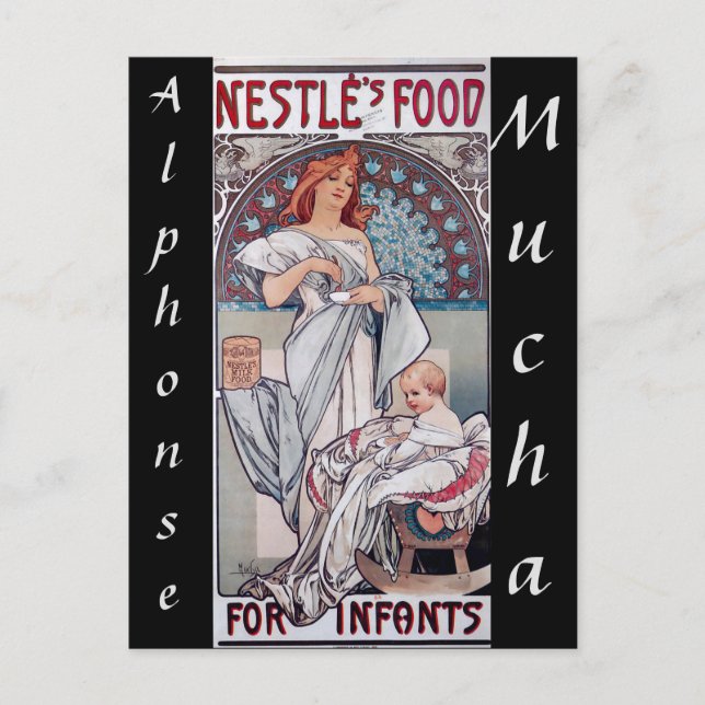 Art nouveau, livsmedel från Nestle baby av Alphons Vykort (Framsida)