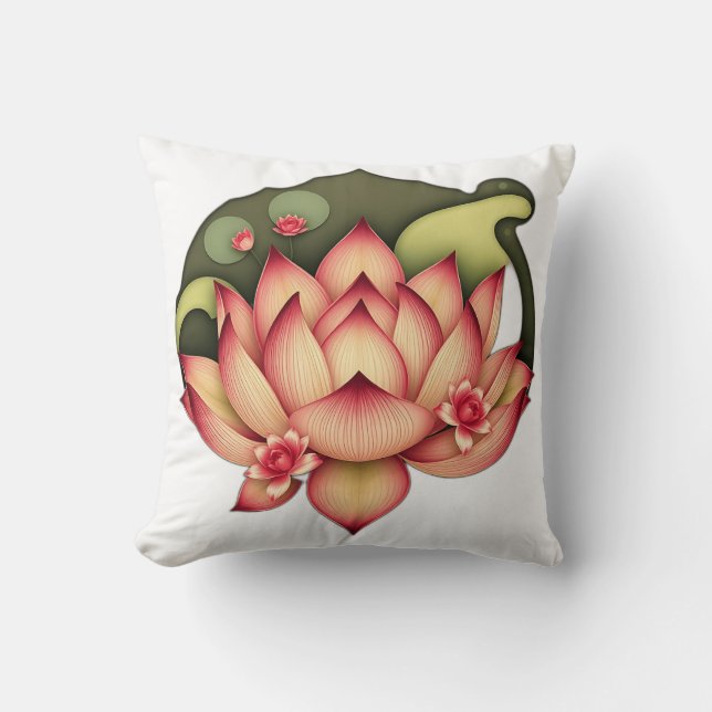 Art nouveau Lotus med Vatten Lilies Kudde (Framsida)