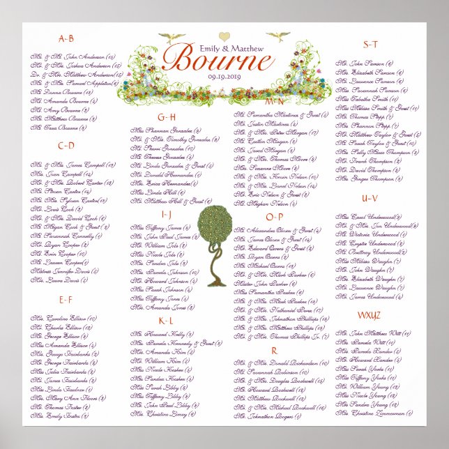 Art nouveau Love Bird Bröllop Poster (Framsidan)