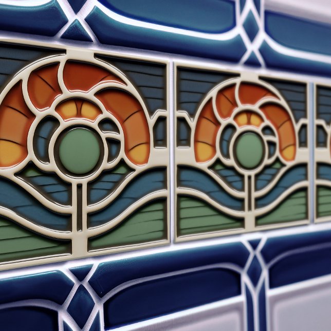 Art Nouveau Mackintosh Rose Ceramic Tile Kakelplatta (Skapare uppladdad)