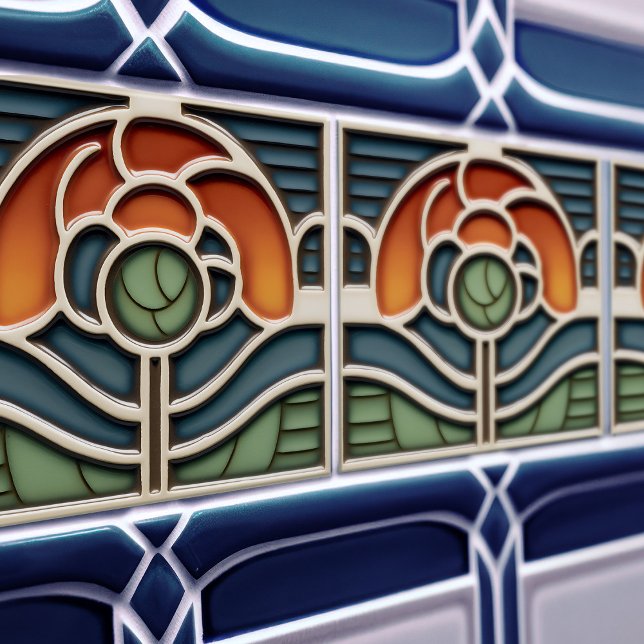 Art Nouveau Mackintosh Rose Ceramic Tile Kakelplatta (Skapare uppladdad)