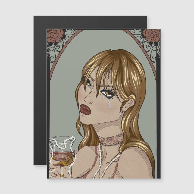 Art nouveau magnetisk inbjudningskort (Fram/baksida)