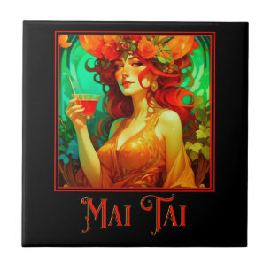 Art Nouveau Mai Tai Kakelplatta