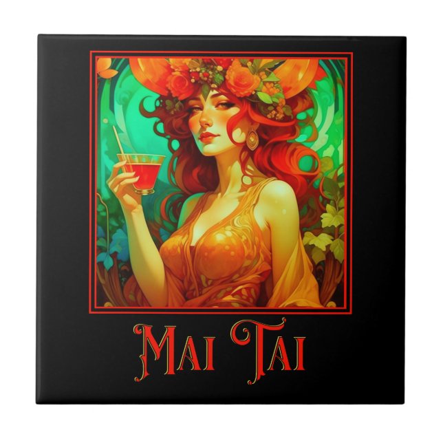 Art Nouveau Mai Tai Kakelplatta (Framsidan)