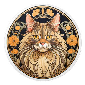 Art nouveau Maine Coon Cat Knopp