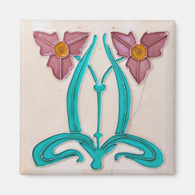 Art nouveau Majolica Tile Magnet (Framsidan)