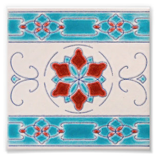 Art nouveau Majolica Tile Mönster Fototryck