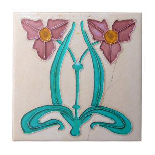 Art nouveau Majolica Tiles Kakelplatta