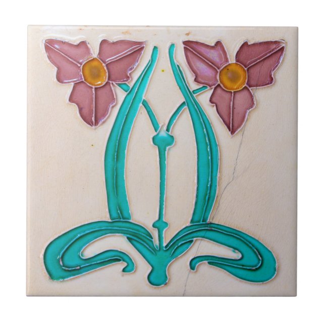Art nouveau Majolica Tiles Kakelplatta (Framsidan)