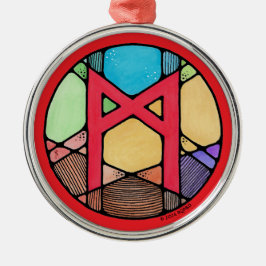 Art nouveau Mannaz Rune of Humanity Julgransprydnad Metall