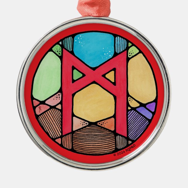 Art nouveau Mannaz Rune of Humanity Julgransprydnad Metall (Framsidan)