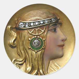 Art nouveau Medallion Sticker Runt Klistermärke