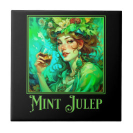 Art nouveau Mint Julep Kakelplatta