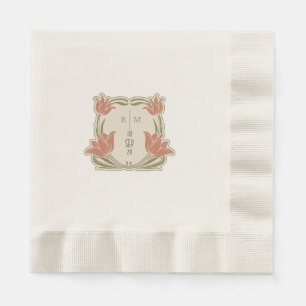 Art nouveau Monogram Initialer Bord Decor Pappersservett