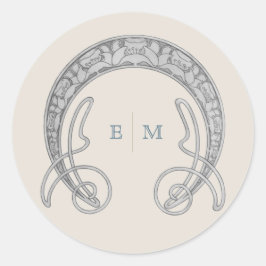 Art Nouveau-monogram Mucha initialer brevsändning Runt Klistermärke